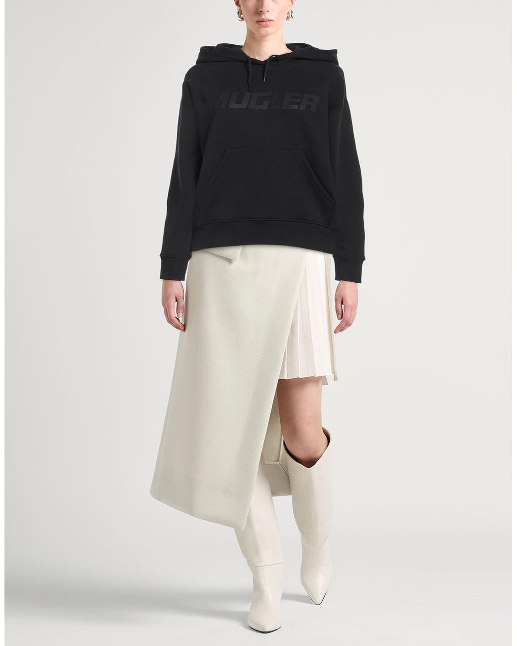 Mugler Black Sweatshirt Cotton, Polyester