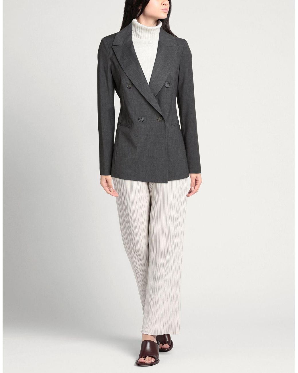 Soallure Black Blazer Polyester, Viscose, Virgin Wool, Elastane
