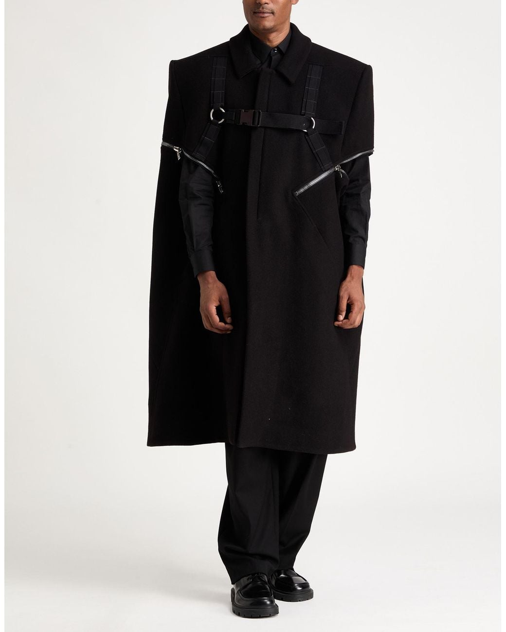 Rick Owens Black Cape Polyester, Cotton for men