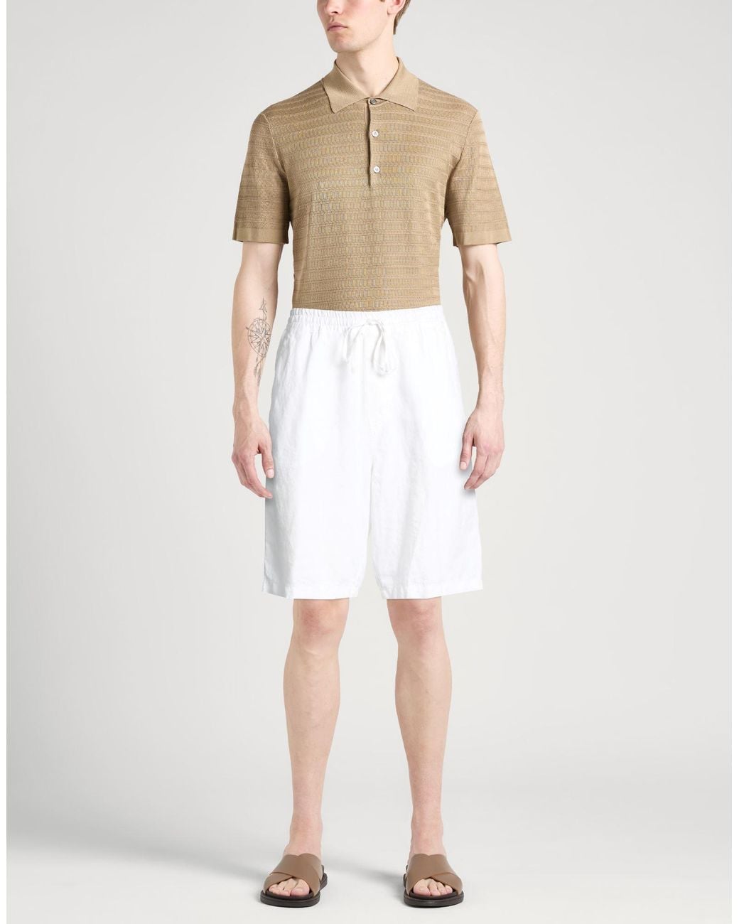 120% Lino White Shorts & Bermuda Shorts for men