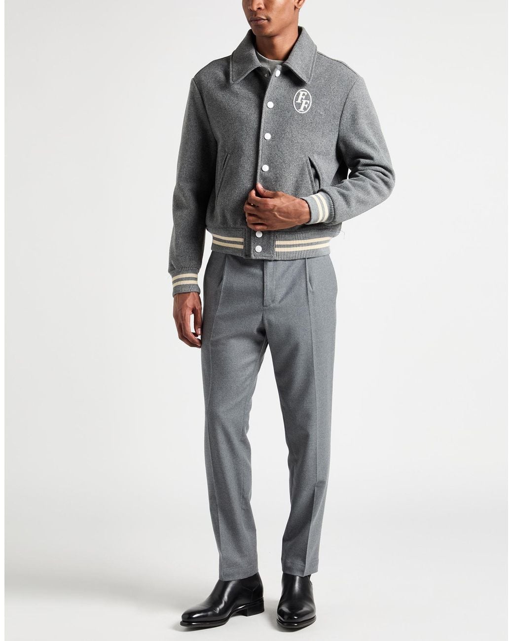 FAMILY FIRST Gray Jacket Polyester, Acrylic, Wool for men