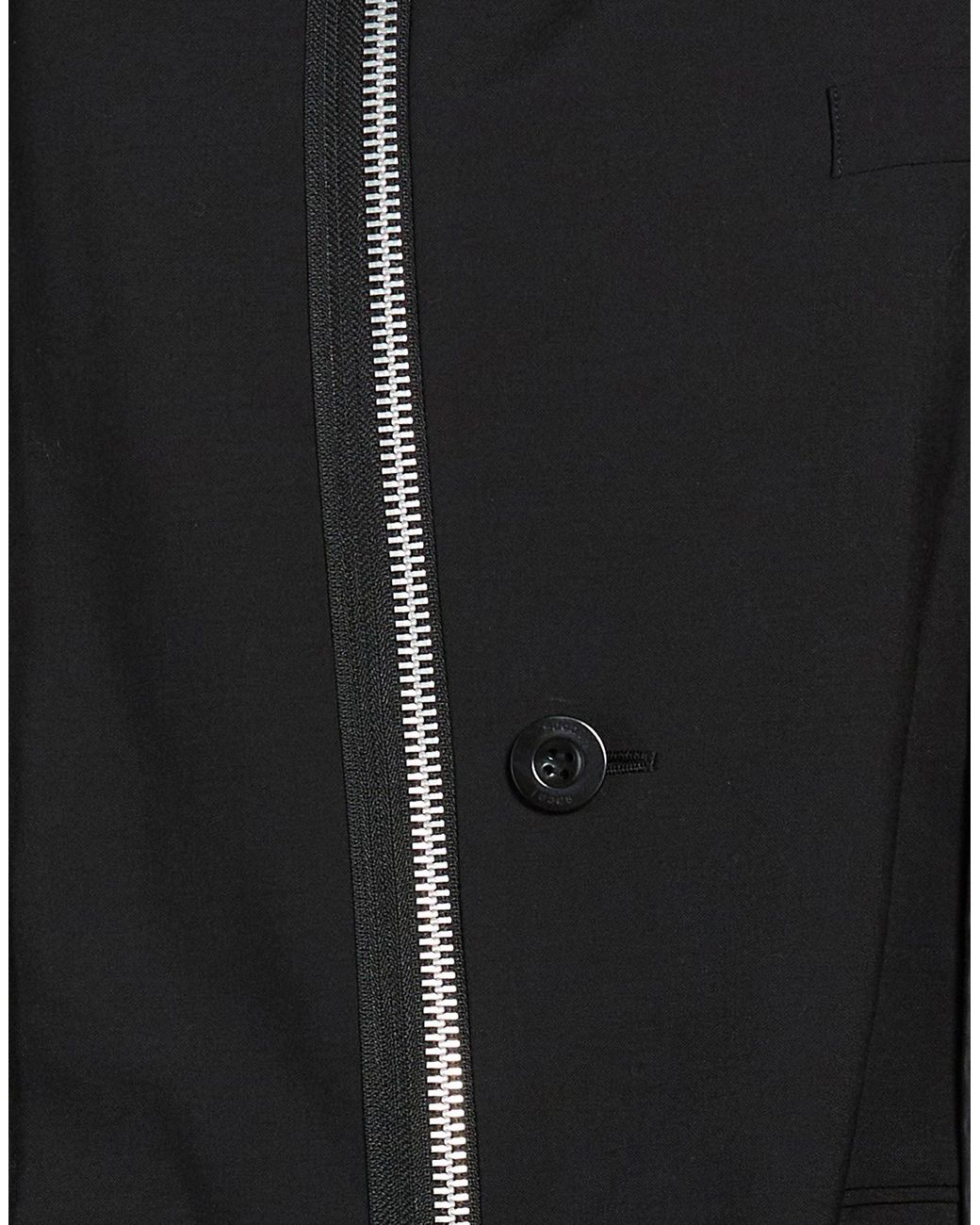 Sacai Black Jacket Polyester, Wool for men