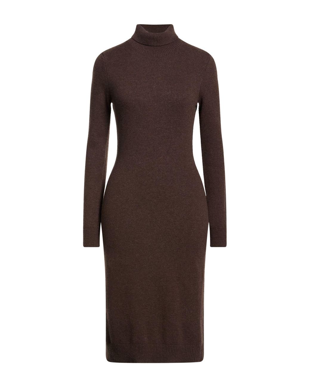 MM6 by Maison Margiela Brown Midi Dress Wool, Polyamide