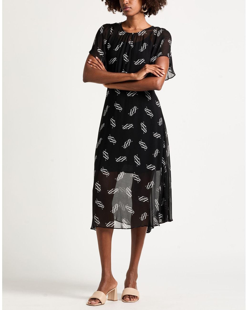 ARMANI EXCHANGE Black Midi Dress