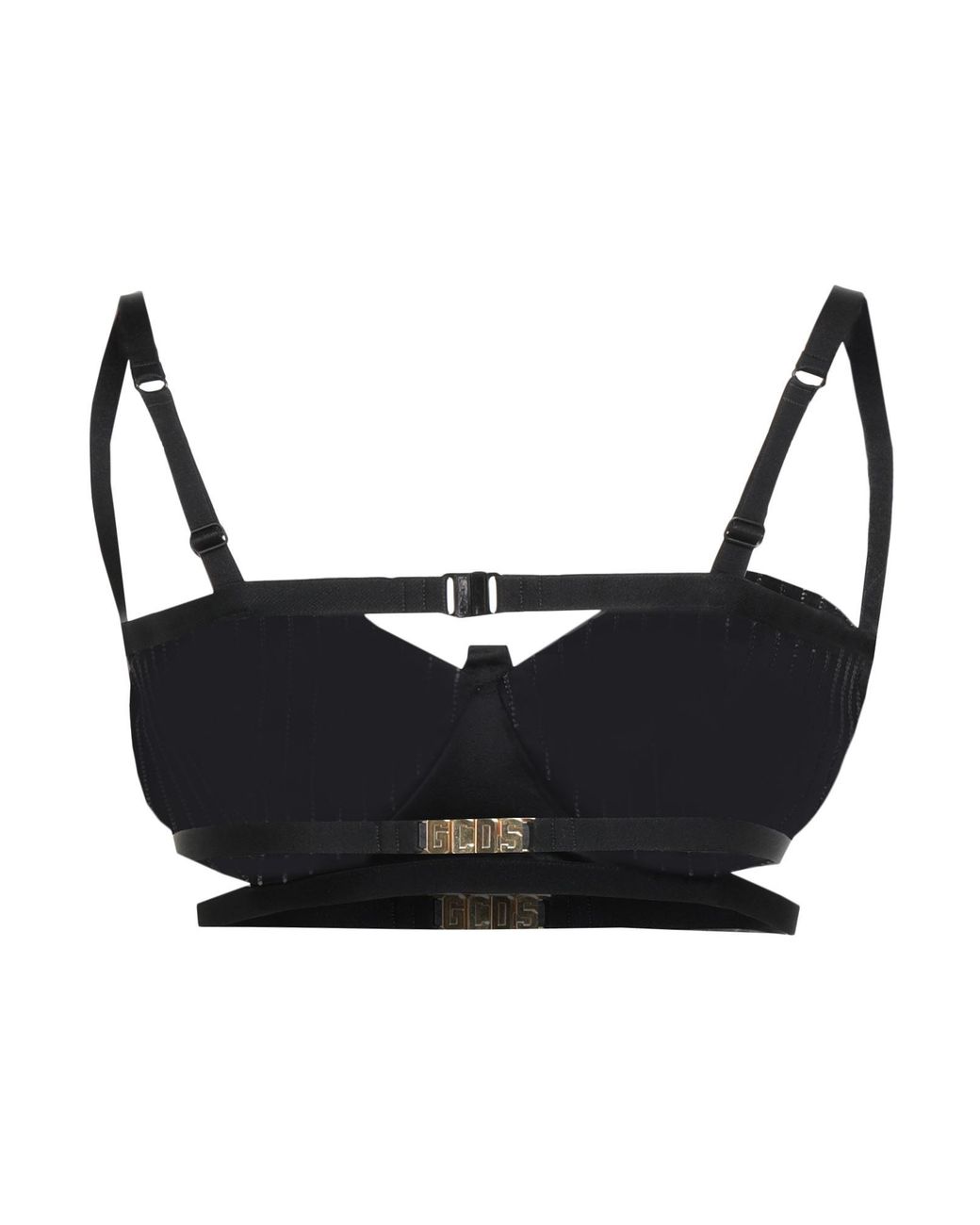 Gcds Black Top Polyester, Elastane, Crystal