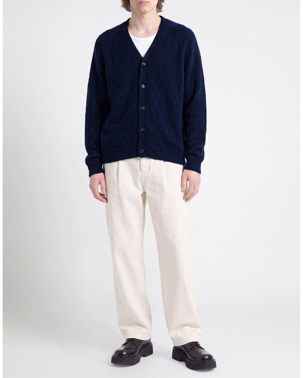 Universal Works Blue Cardigan Alpaca Wool, Recycled Polyamide, Wool for men