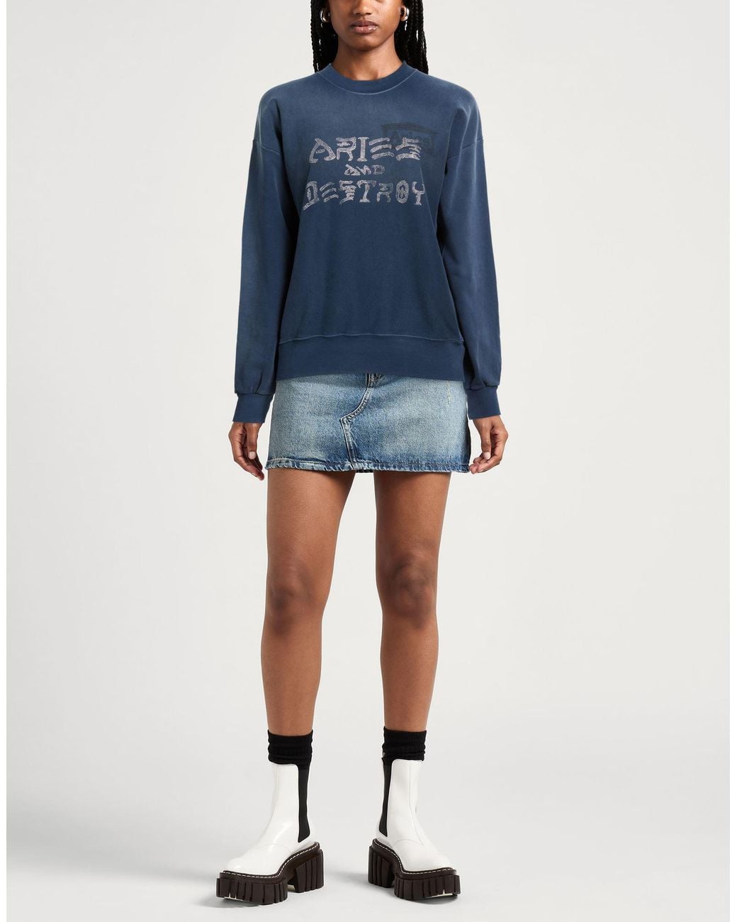 Aries Blue Sweatshirt Cotton