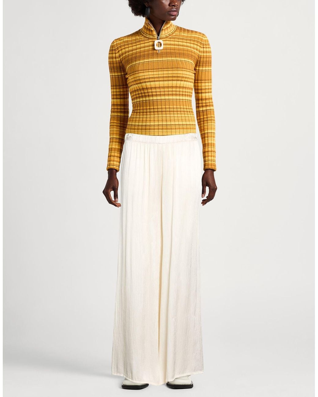 Yoox Code Haveone Ivory Pants Viscose in White | Lyst