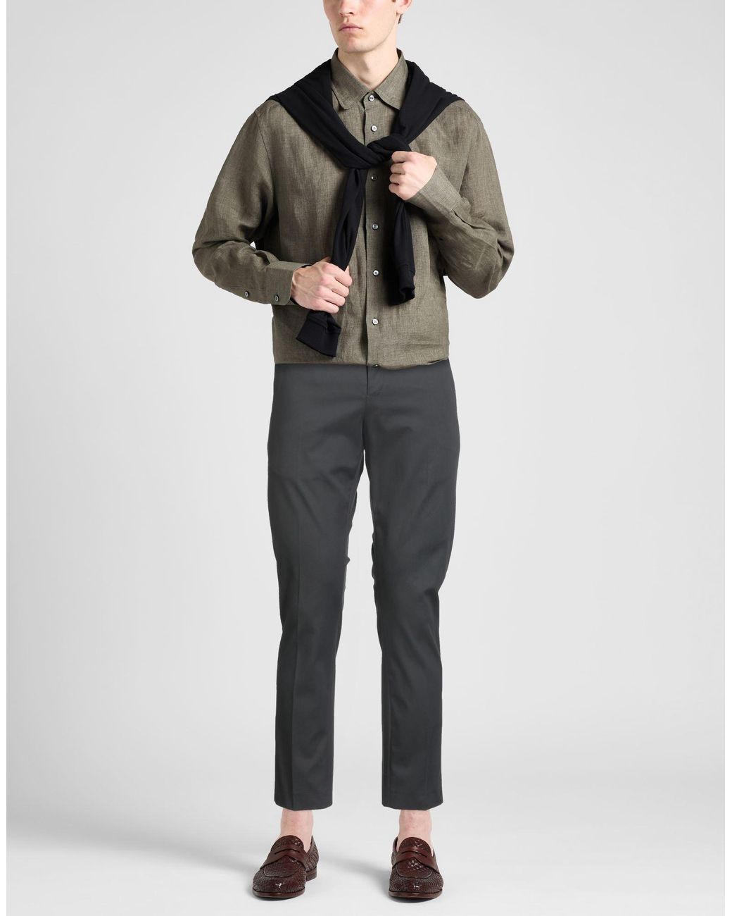 PT Torino Gray Pants Cotton, Elastane for men