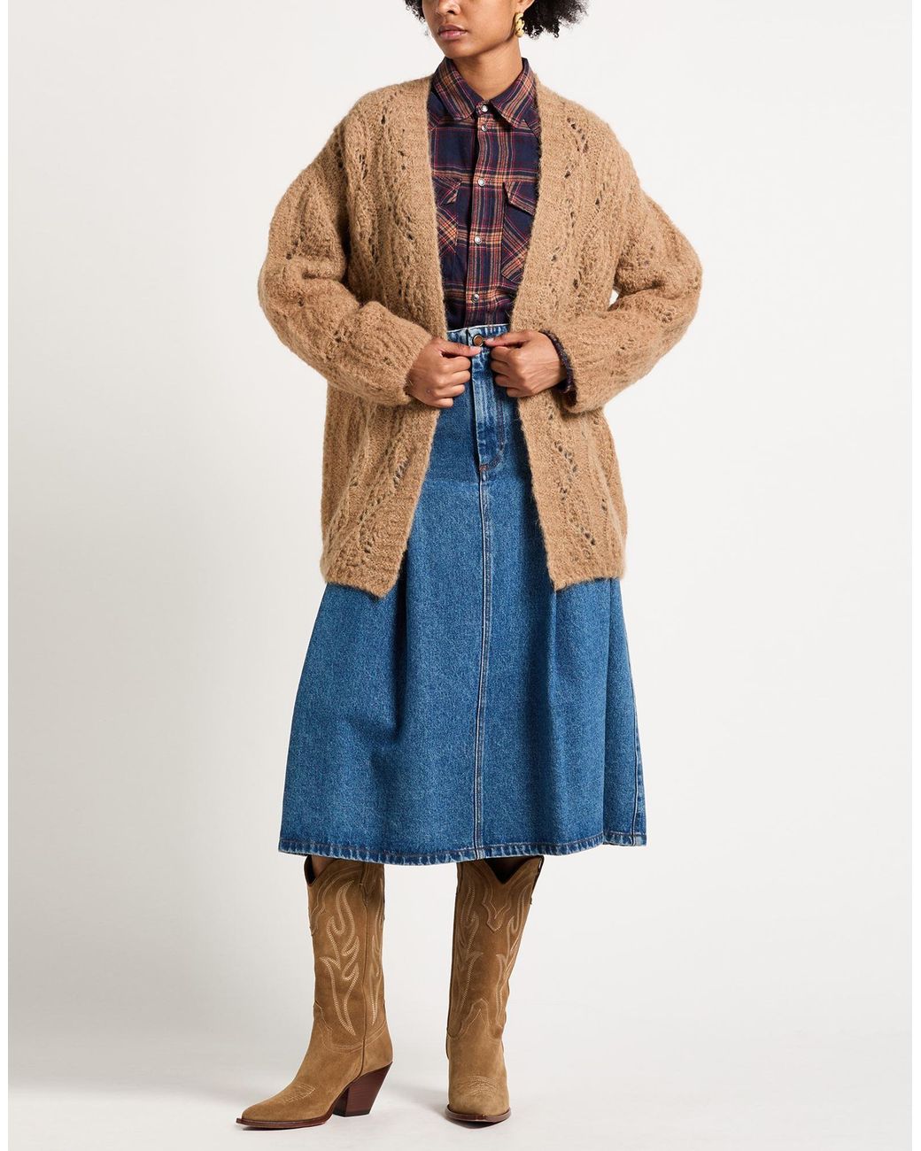 Liu Jo Brown Camel Cardigan Alpaca Wool, Polyamide