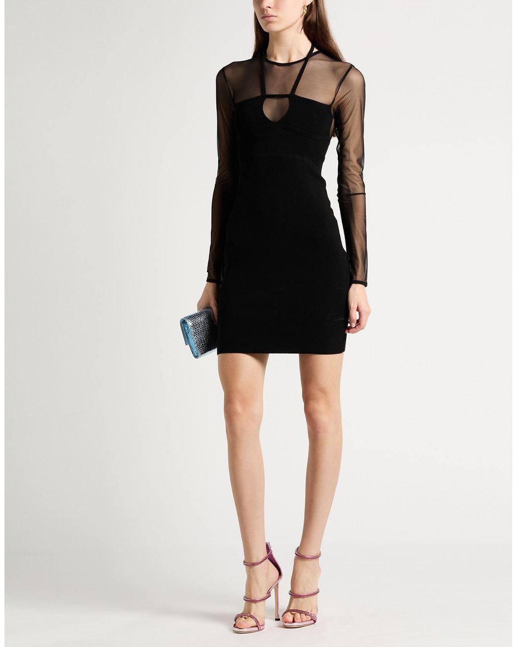 Dondup Black Mini Dress Viscose, Polyester