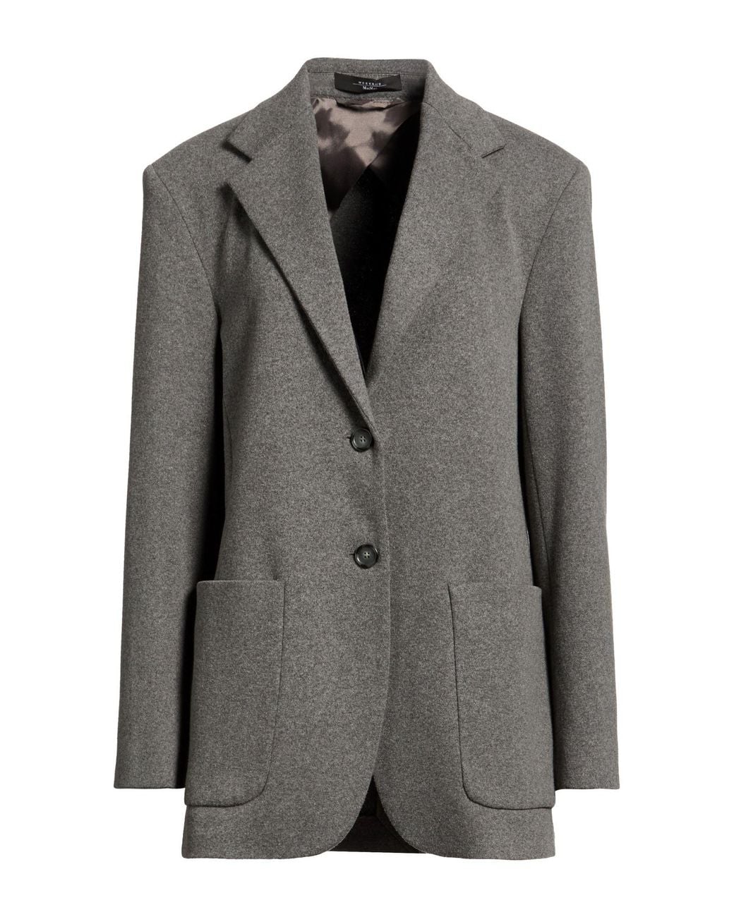 Weekend by Maxmara Gray Blazer Polyester, Cotton, Elastane