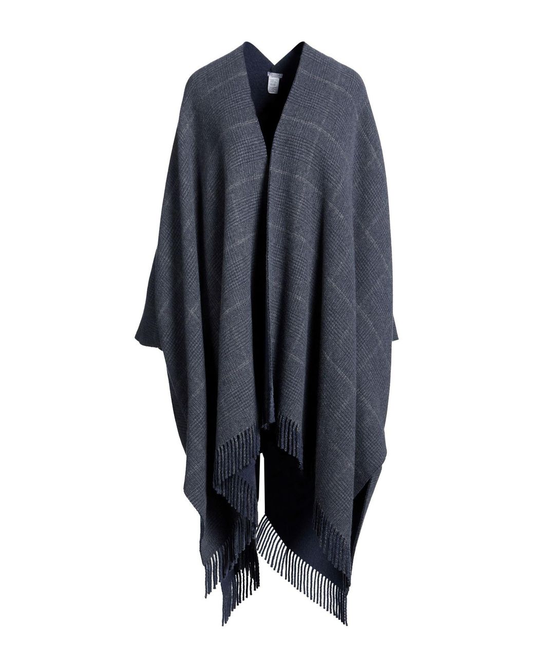 Brunello Cucinelli Blue Slate Cape Cashmere, Viscose, Metallic Polyester