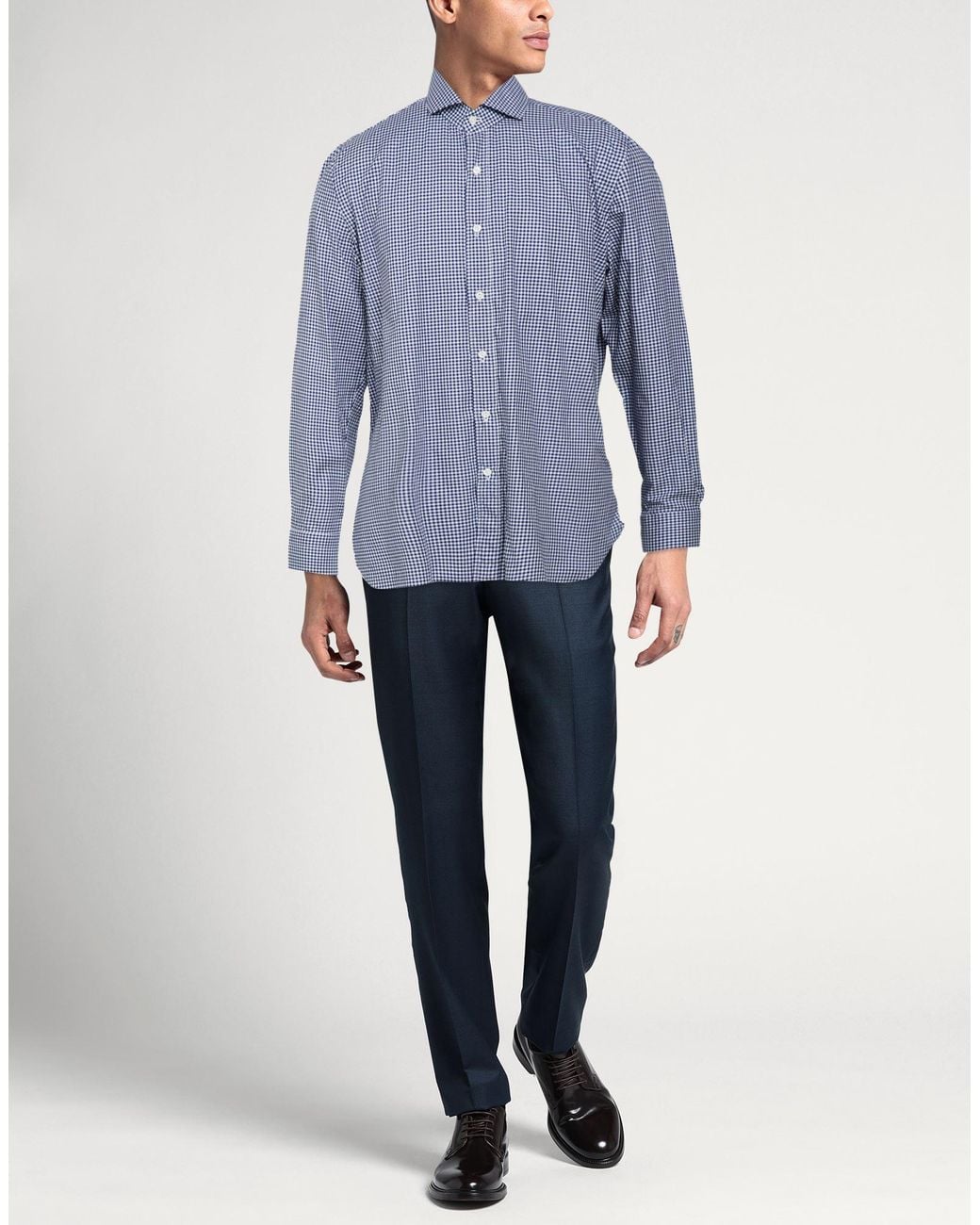 Luigi Borrelli Napoli Blue Shirt Cotton for men