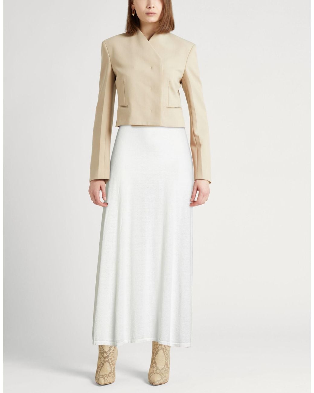 Fedeli White Maxi Skirt Cotton, Linen