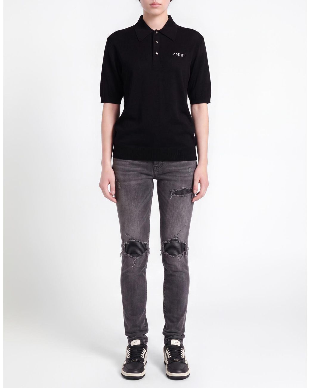 Amiri Black Polo Shirt Viscose
