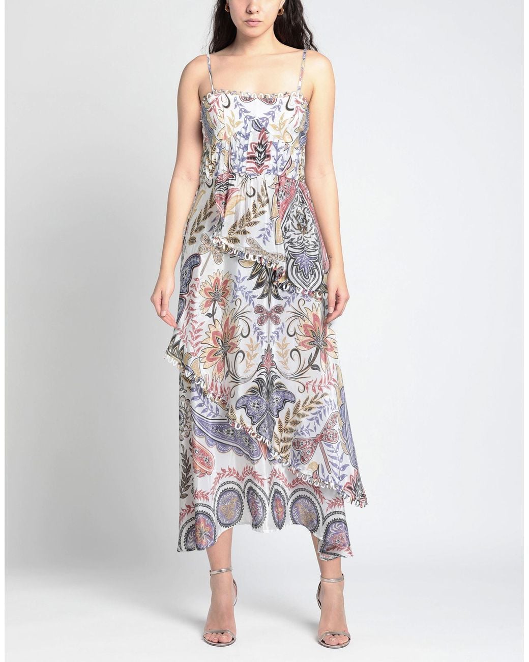Farm Rio White Boho Glam Off- Loopy Cups Maxi Dress Maxi Dress Viscose