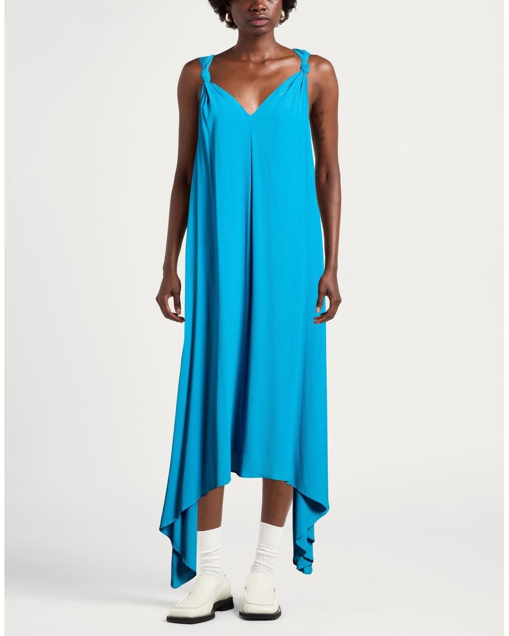 MEIMEIJ Blue Midi Dress Acetate, Silk