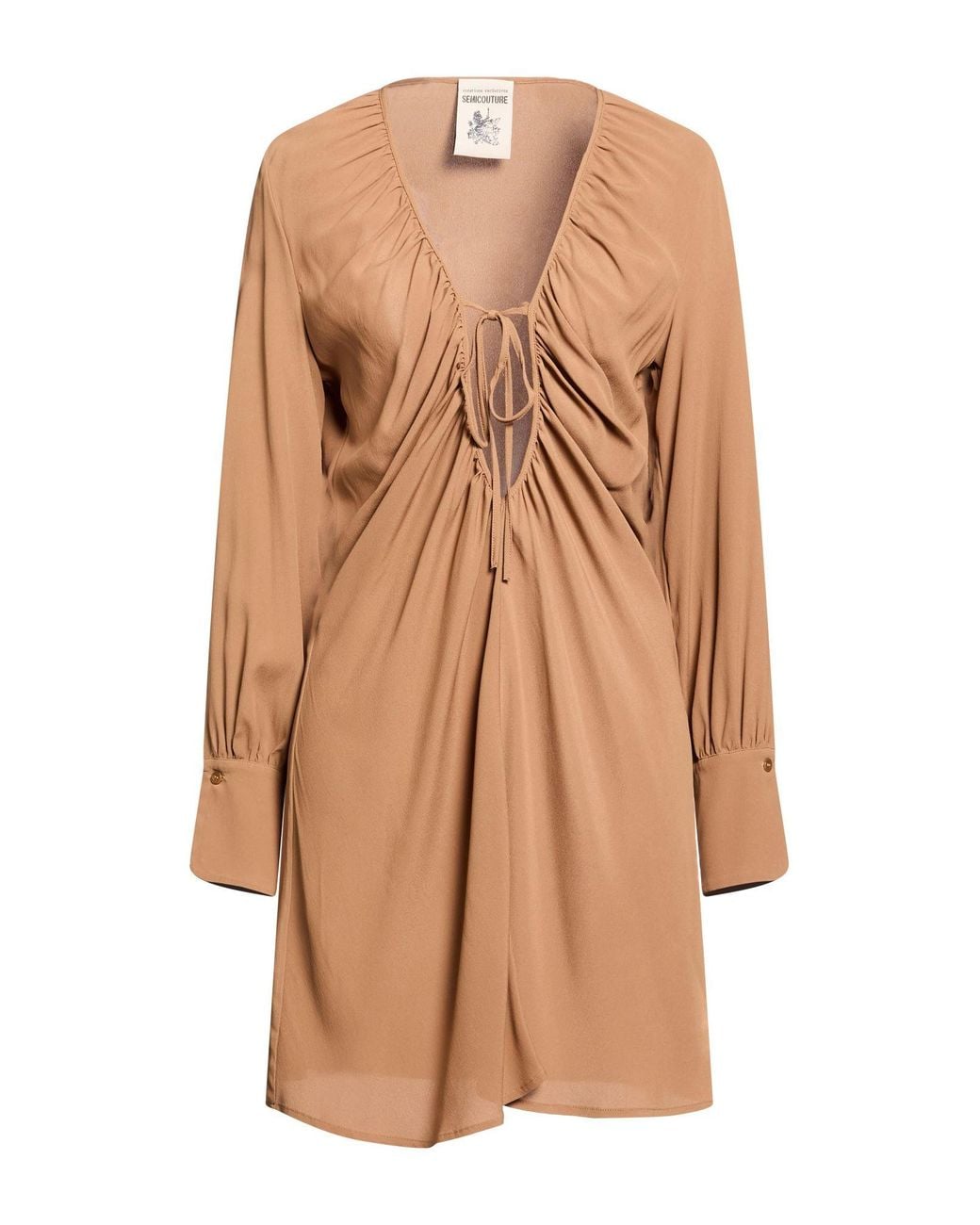 Semicouture Natural Mini Dress Acetate, Silk