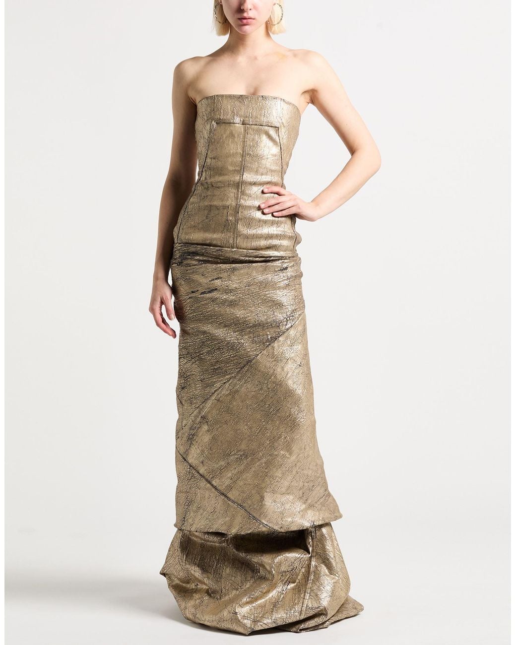 Rick Owens Natural Maxi Dress Cotton, Polyester, Elastane