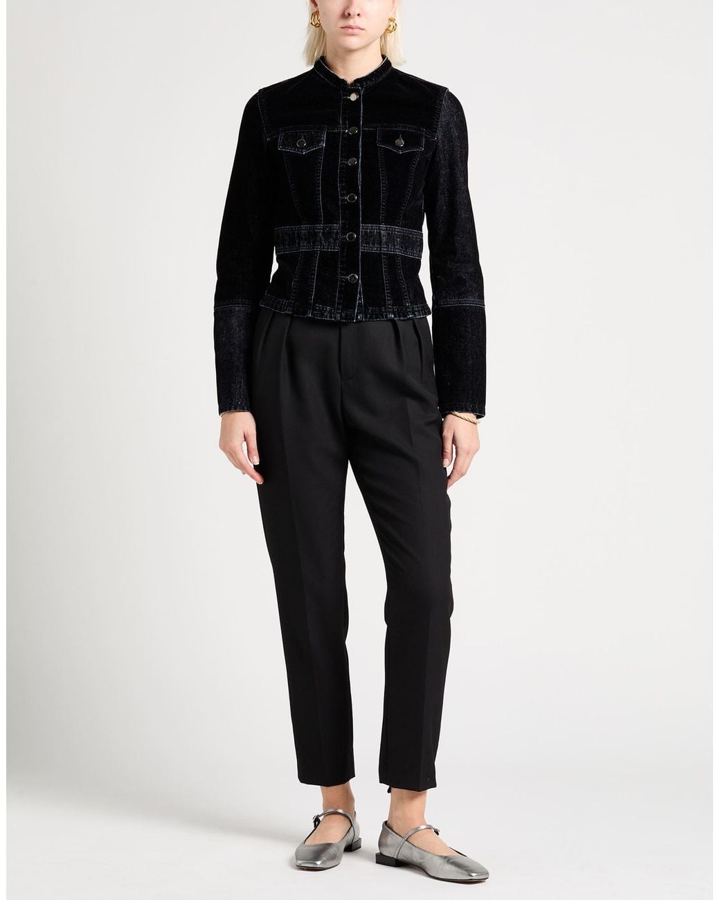 Emporio Armani Black Denim Outerwear Cotton