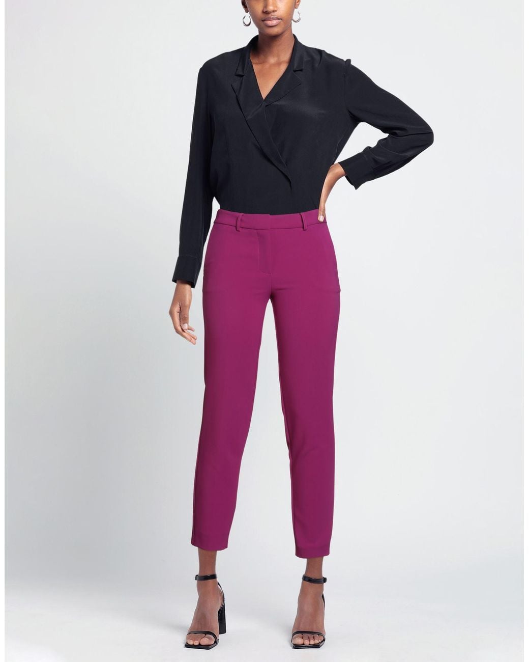 SIMONA CORSELLINI Purple Pants Polyester, Elastane