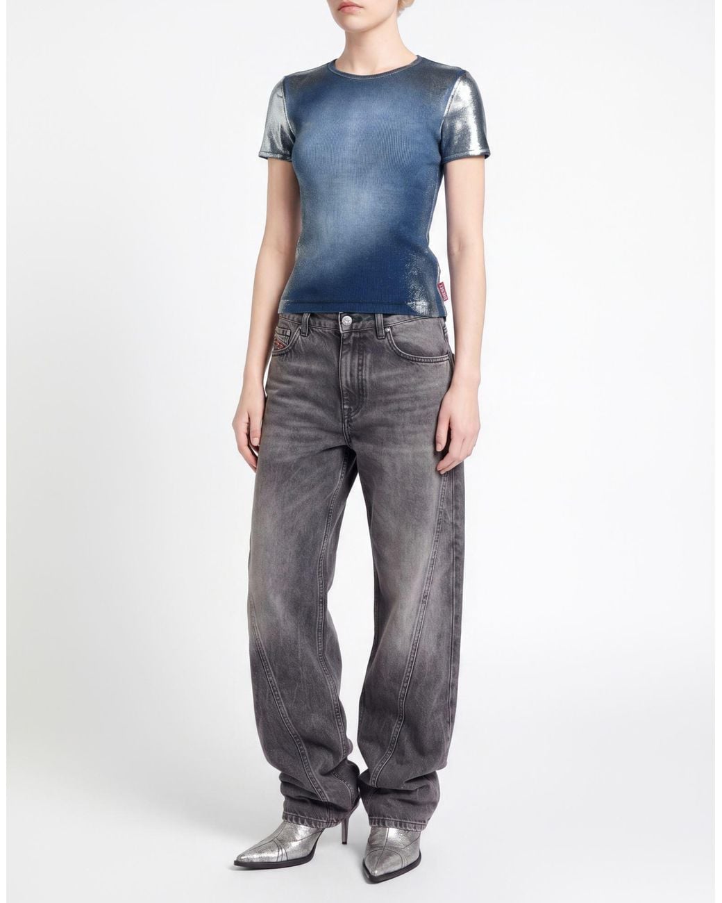 DIESEL Blue T-Shirt Cotton, Elastane