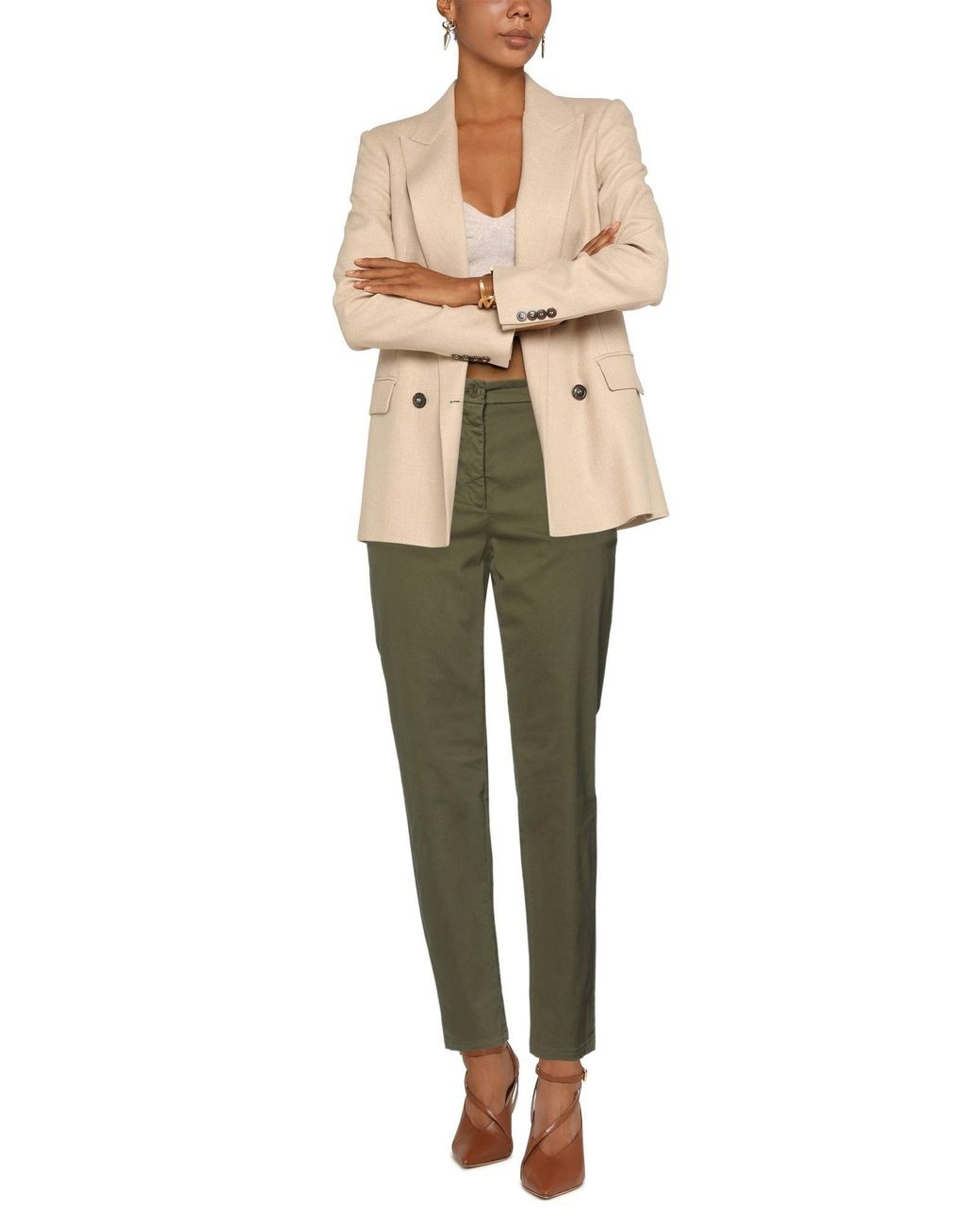 Jacob Cohen Green Military Pants Cotton, Elastane