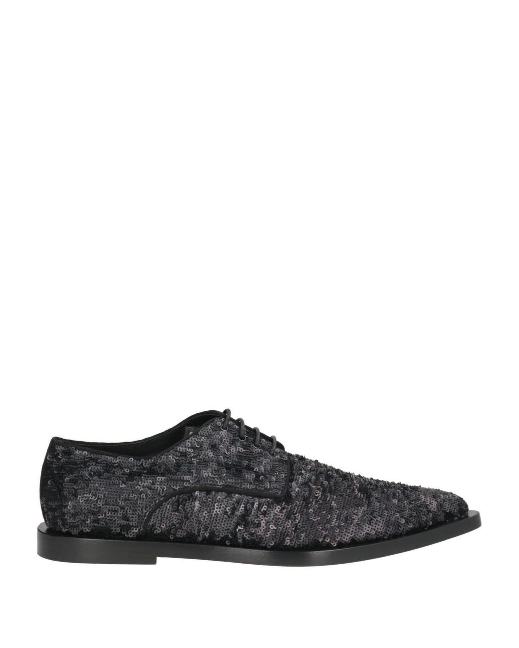 Dolce & Gabbana Black Lace-Up Shoes Textile Fibers, Leather for men