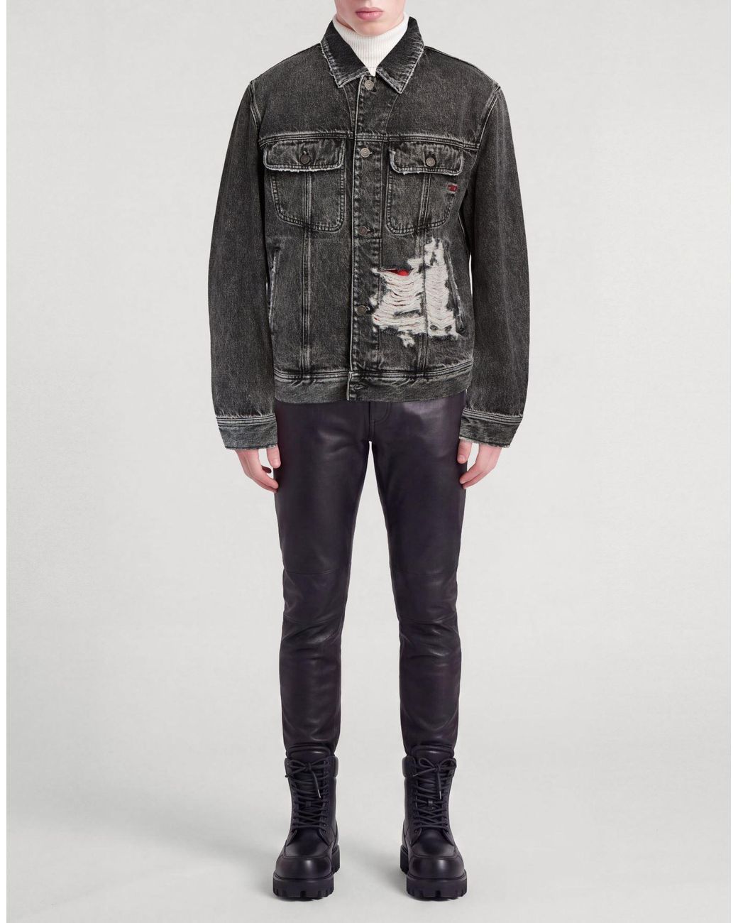 DIESEL Black Denim Outerwear Cotton, Hemp for men