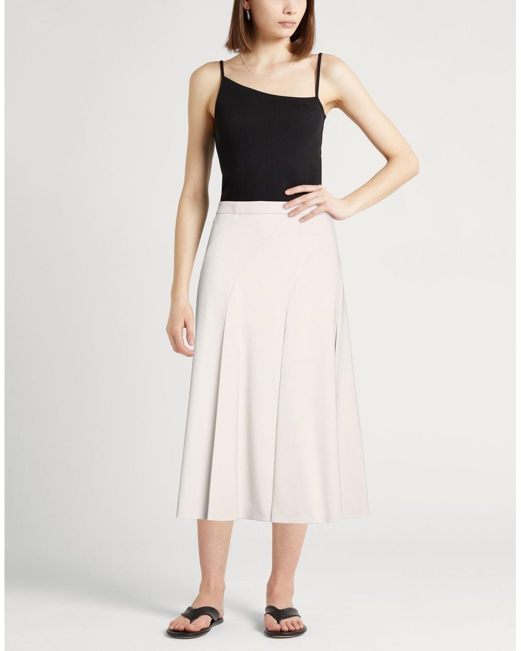 Agnona White Light Midi Skirt Wool, Elastane