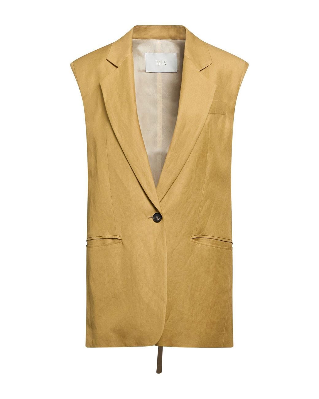 Tela Yellow Mustard Blazer Viscose, Linen