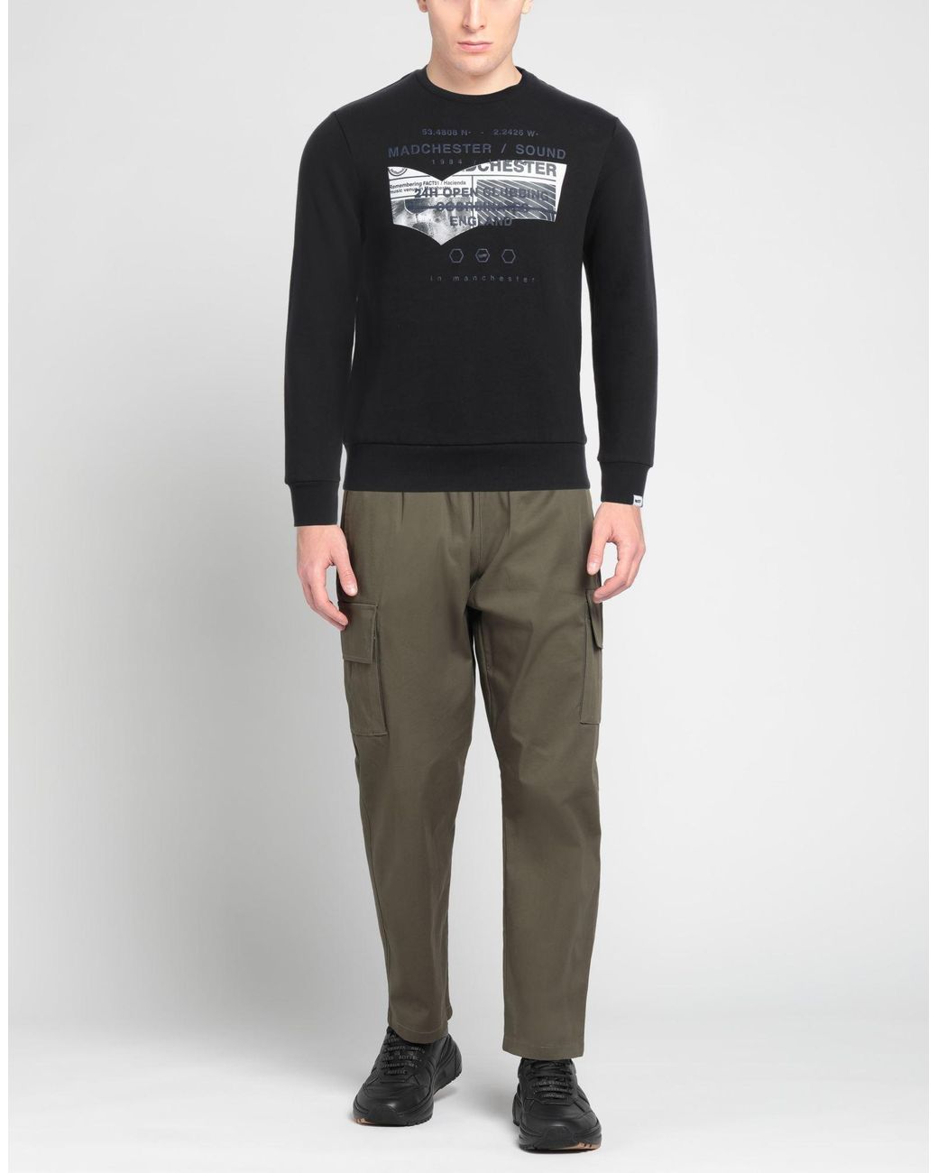 Gas Black Sweatshirt Cotton, Elastane for men