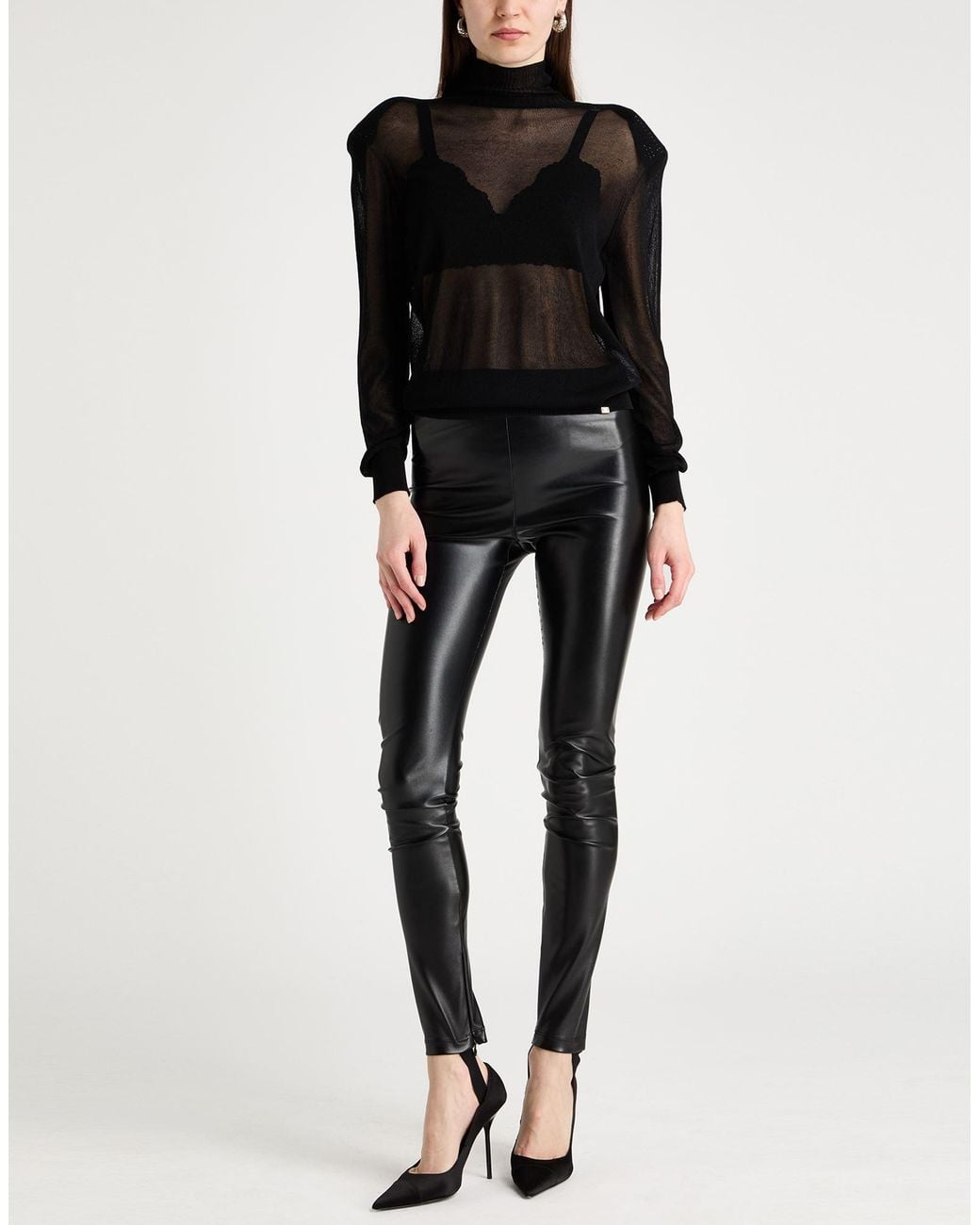 Elisabetta Franchi Black Turtleneck Viscose, Polyamide