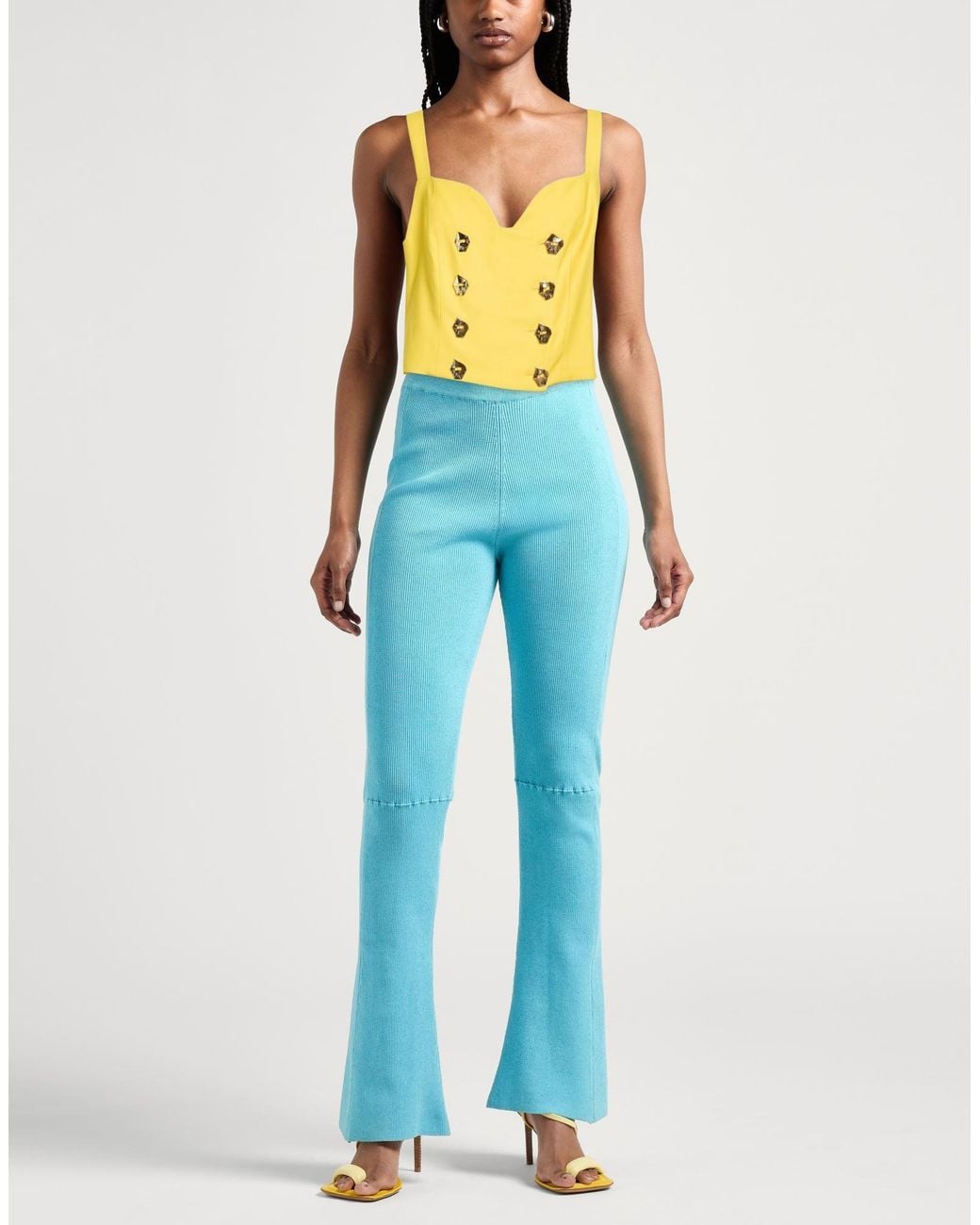 Violante Nessi Yellow Top Wool, Polyamide, Elastane