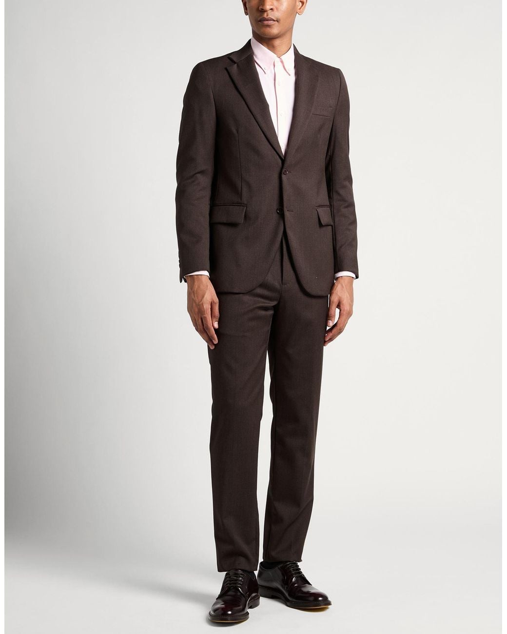 Tombolini Brown Dark Suit Wool, Lycra, Viscose for men