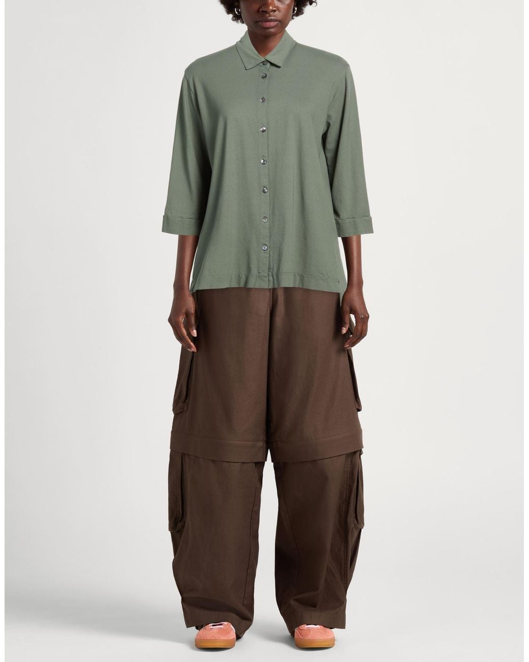 Alpha Studio Green Shirt Cotton, Elastane