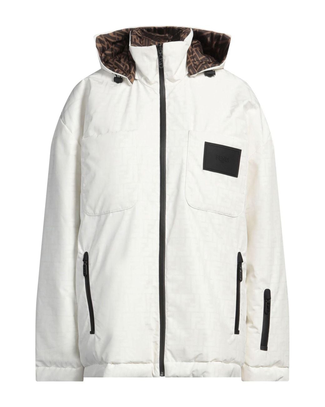 Fendi White Puffer Polyester, Polyurethane Resin