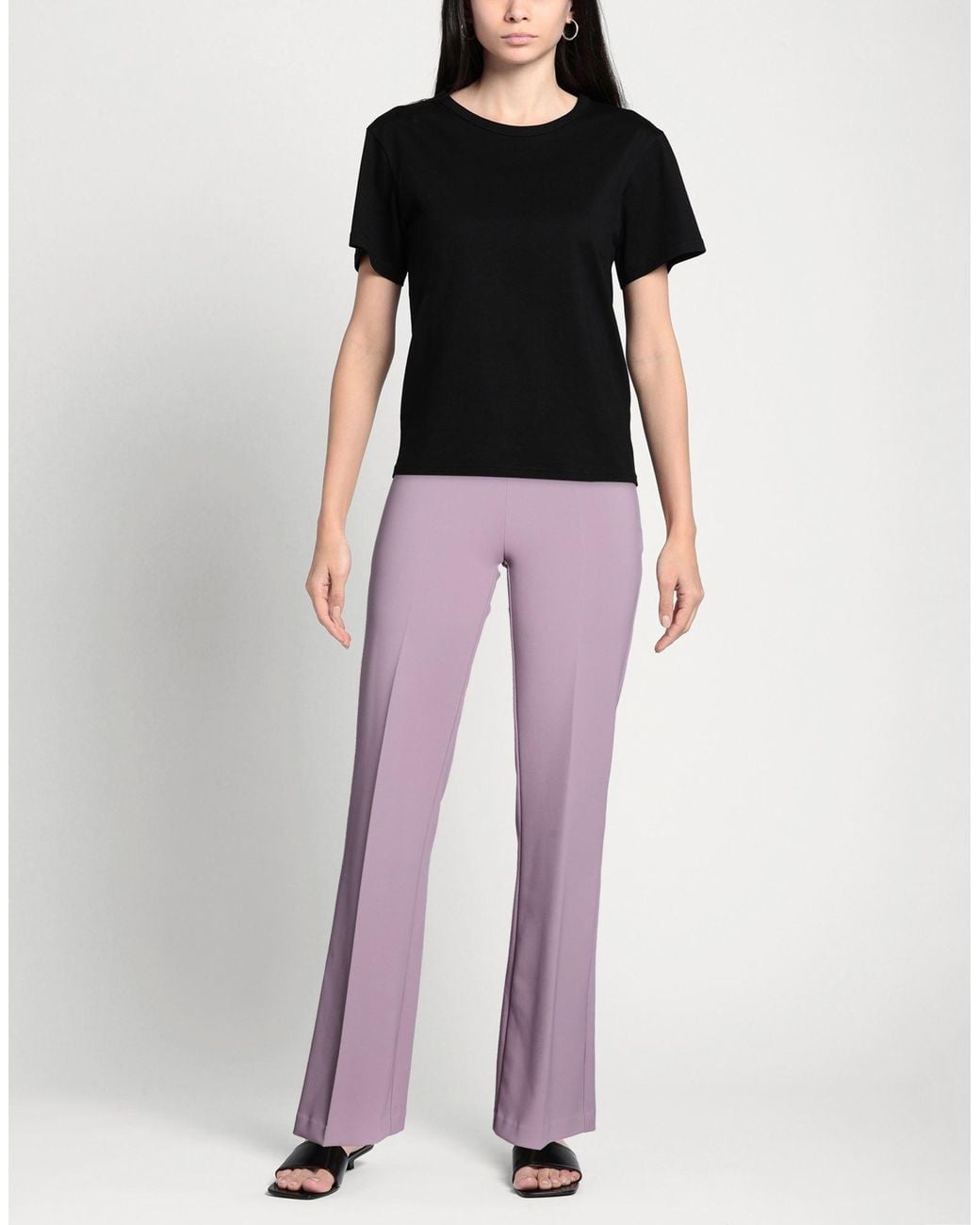 Elisabetta Franchi Purple Mauve Pants Polyester, Elastane