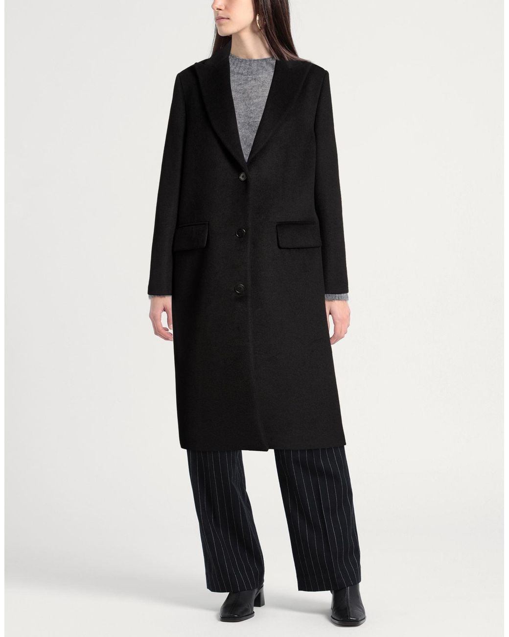 RUE DU BAC Black Coat Wool, Polyester