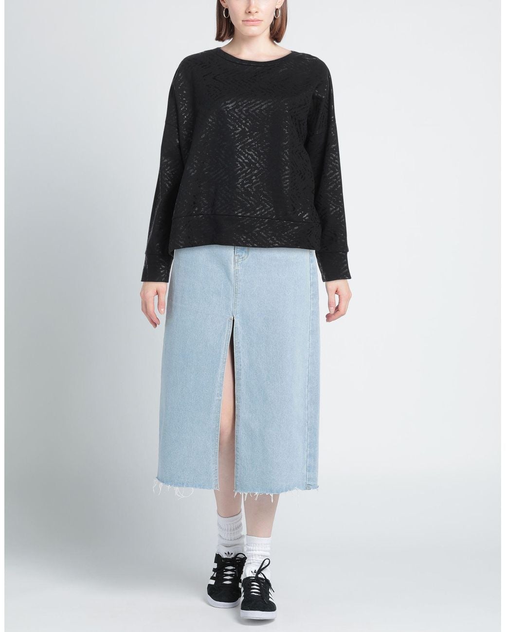 Juvia Black Sweatshirt Cotton, Polyester