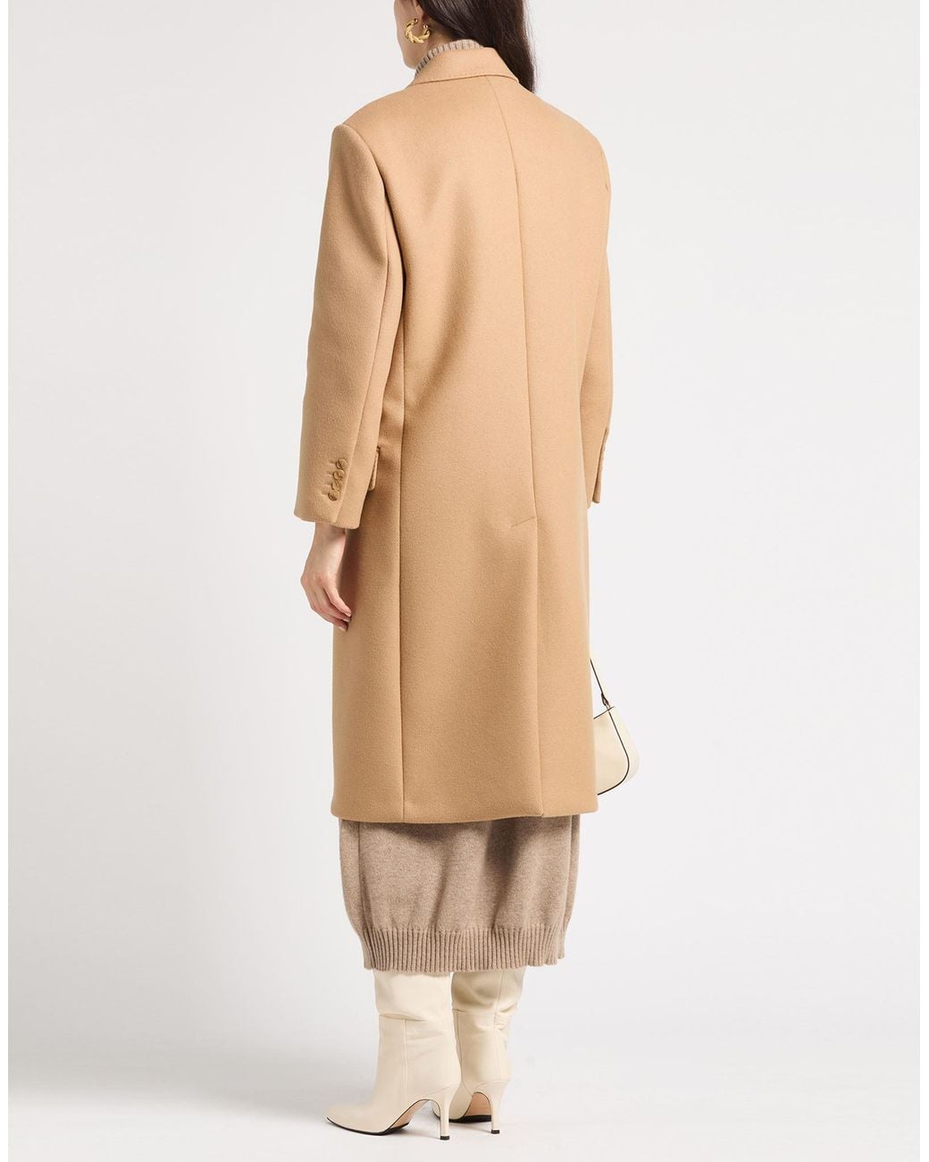 Sandro Natural Camel Coat Wool, Polyamide