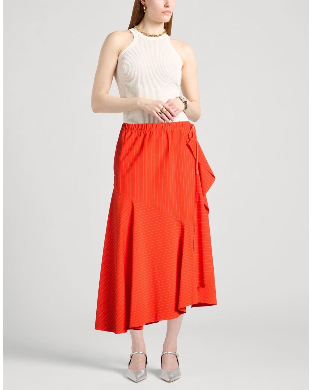 High Red Midi Skirts