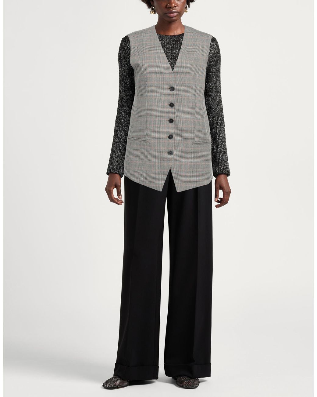 ViCOLO Gray Tailored Vest Polyester, Viscose, Elastane