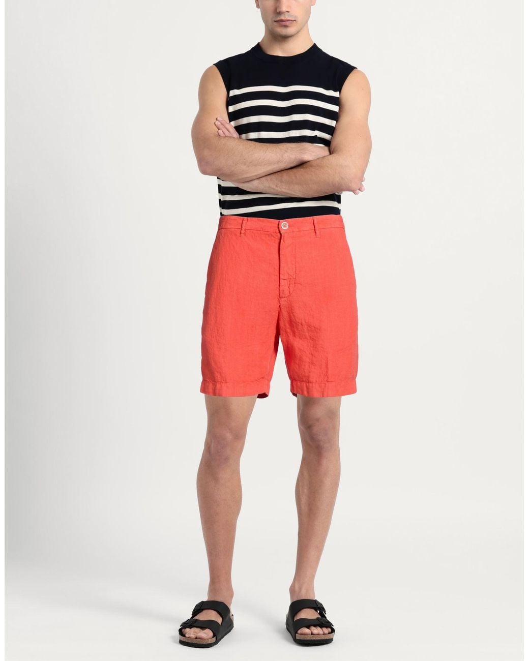 120% Lino Orange Shorts & Bermuda Shorts Linen for men