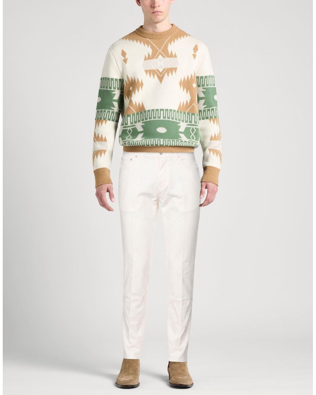 Barba Napoli White Pants Cotton, Elastane for men