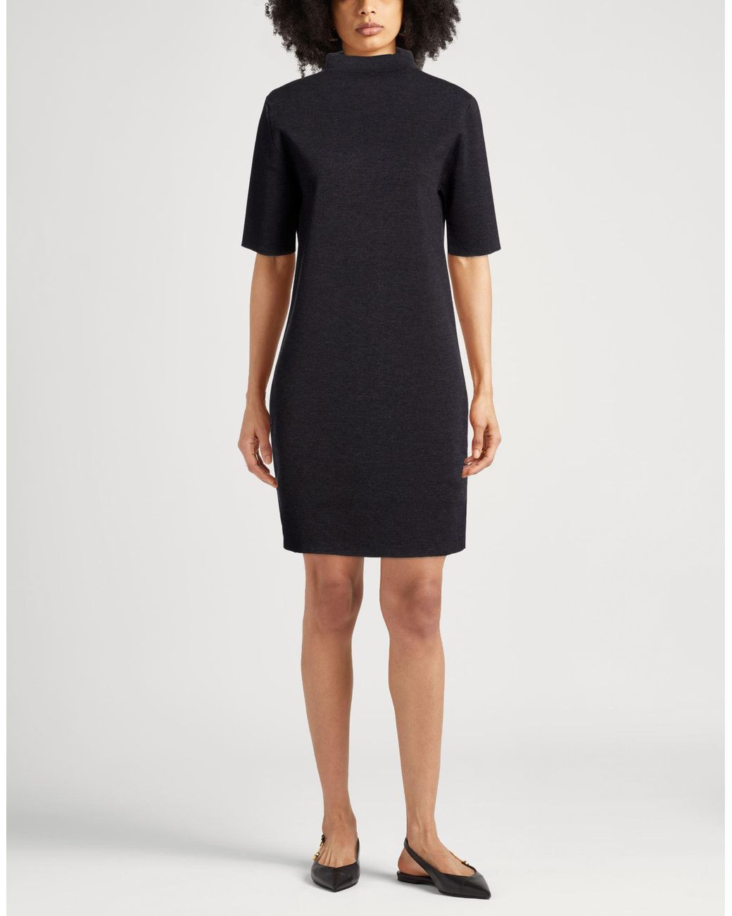 Alpha Studio Black Mini Dress Merino Wool