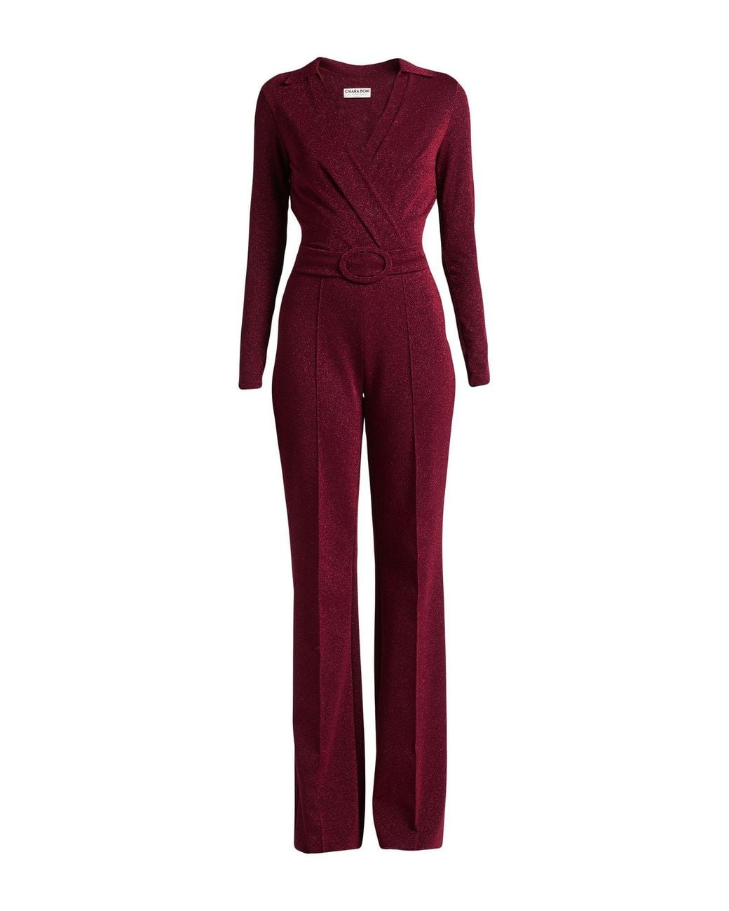 La Petite Robe Di Chiara Boni Red Burgundy Jumpsuit Polyamide, Viscose, Elastane, Polyester