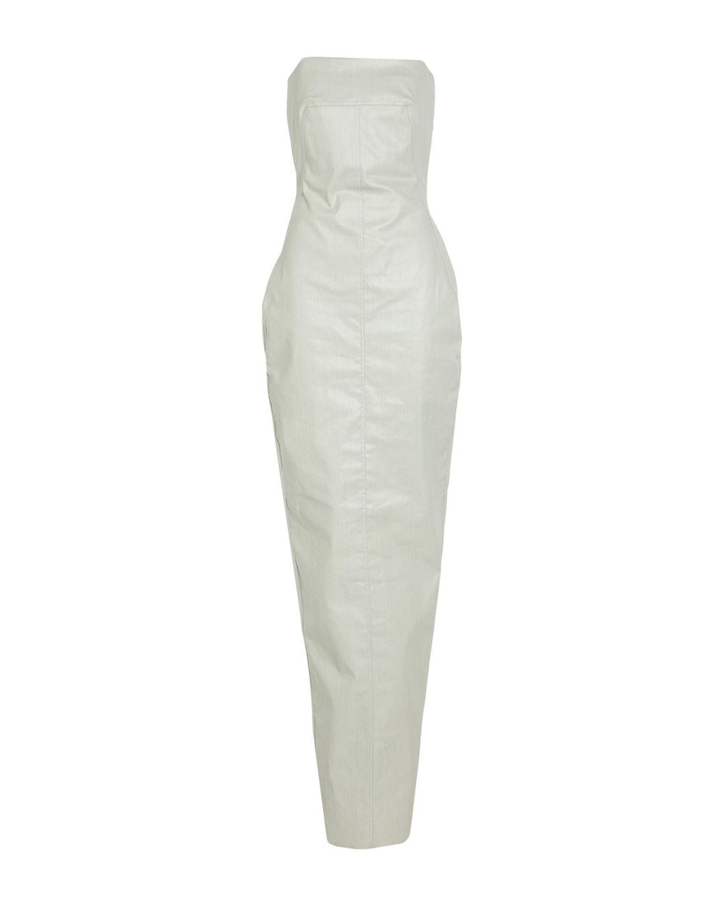 Rick Owens White Maxi Dress Cotton, Elastomultiester, Rubber