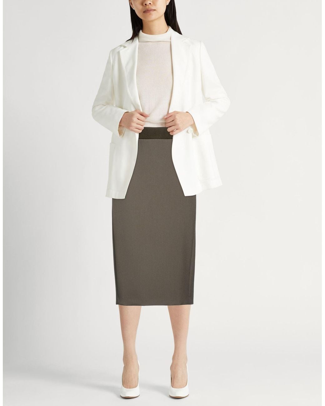 Peserico Gray Midi Skirt Polyester, Viscose, Cotton, Elastane